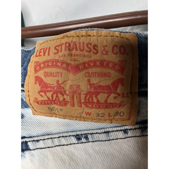 Levis 501 Button Fly Jeans White Oak Cone Denim Acid Wash Tag Size 32/30 - Picture 7 of 11